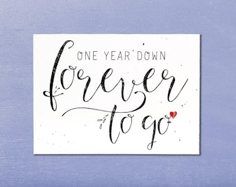 First Anniversary Printable Card, Forever To Go Design for Instant Download