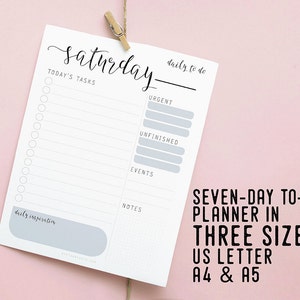 Daily To Do Planner, Printable Organizer, Instant Download, Productivity Desk Planner, DIY Planner, To Do List, Daily Goal, Digital Schedule