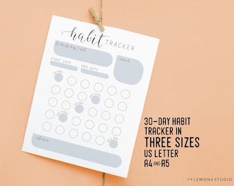30 Day Habit Tracker Printable for Instant Download