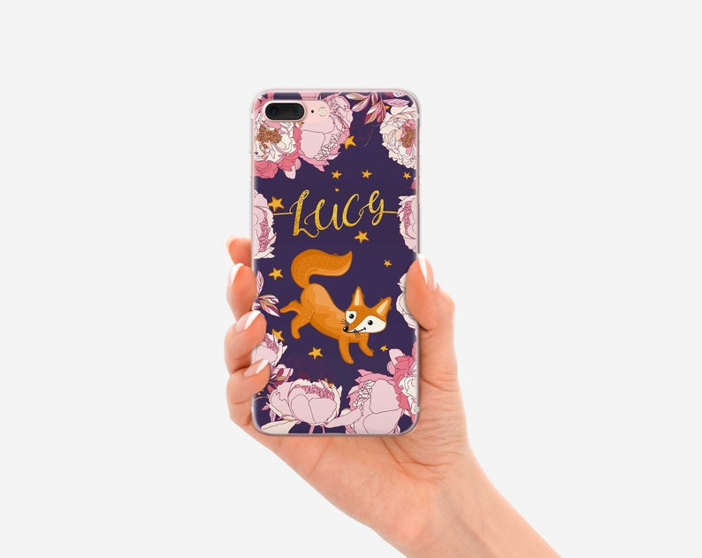 Cute Fox iPhone 11 Case Floral iPhone 11 Pro Case iPhone 11 Pro Max Case Soft Silicone Cover Peony Personalized Case Accessories RL0273