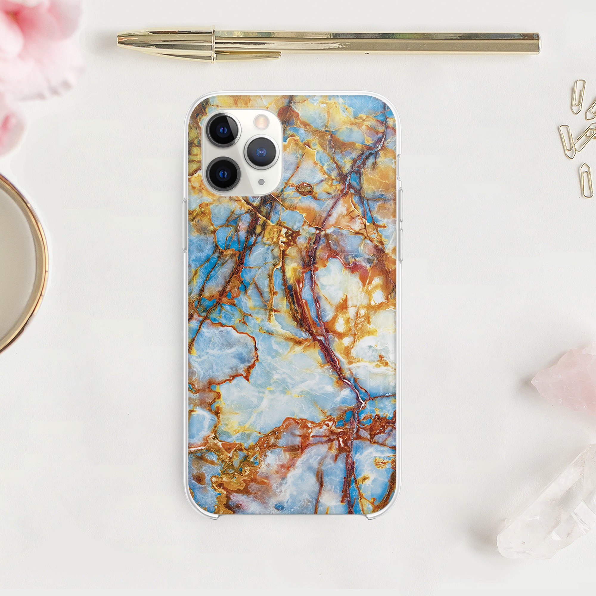 Golden Marble IPhone XS Case Modern Case IPhone XR Case Blue | Etsy