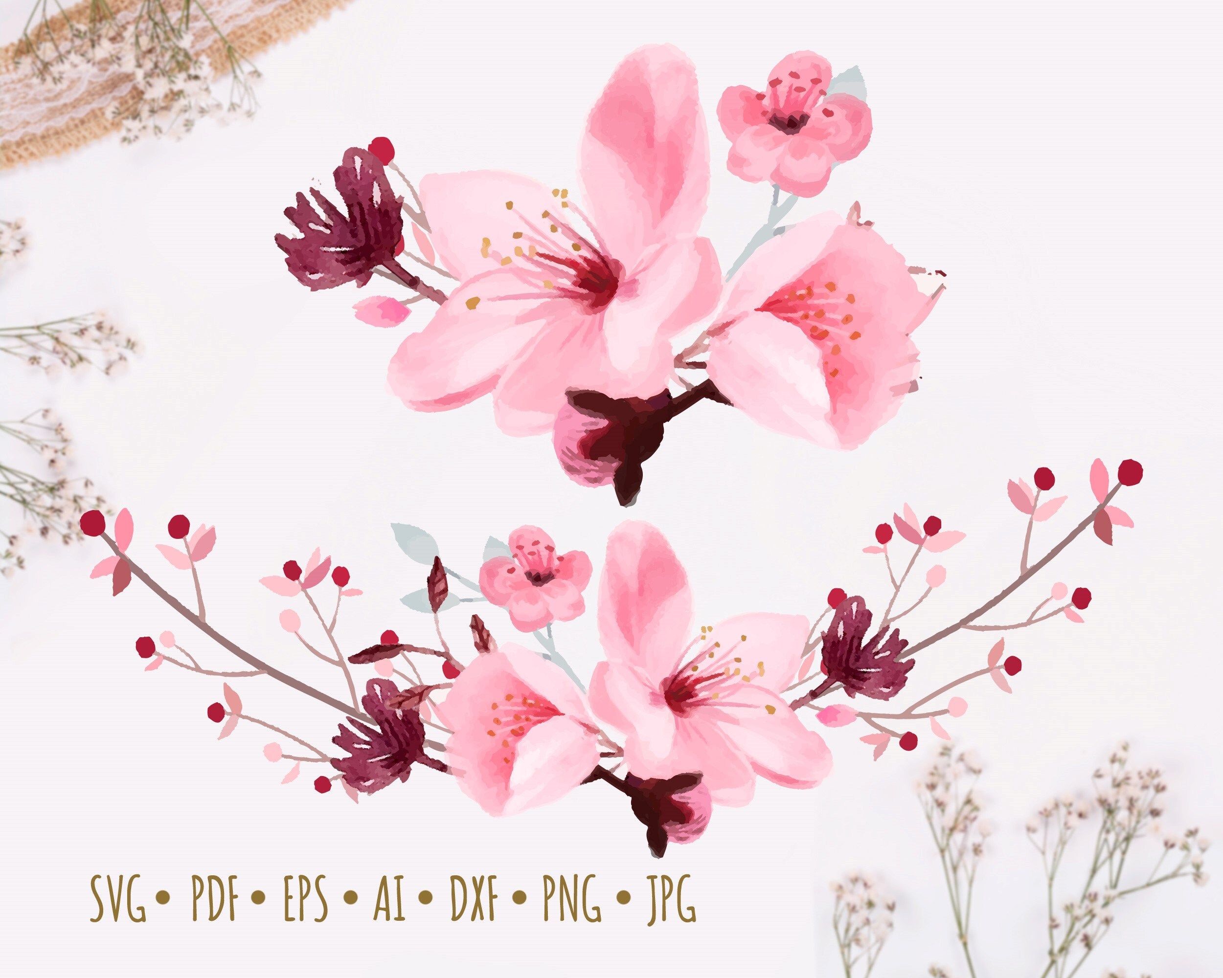Flower SVG Cut File Rose svg Bouquet svg Flower Swag Svg | Etsy