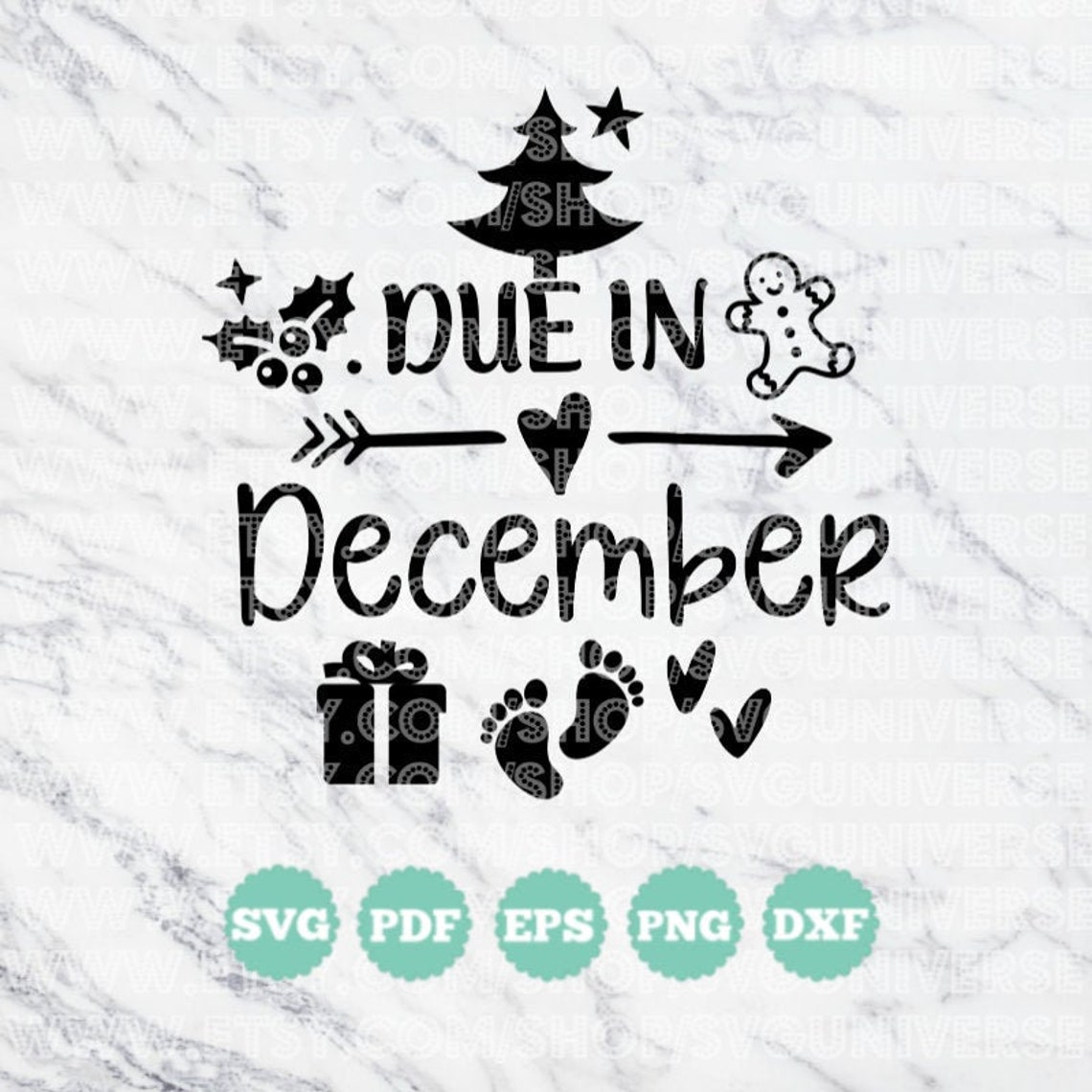 Due in December christmas Theme Maternity/pregnancy SVG Etsy