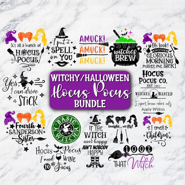 Witch/Halloween Hocus Pocus Bundle | SVG Vinyl Cutting Files - Dxf - Eps - SVG - Pdf - Png
