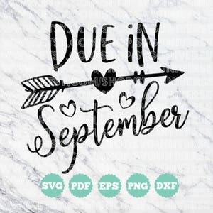 Adeudado en septiembre (Maternidad/Embarazo) Archivos de corte SVG - Dxf - Eps - SVG - Pdf