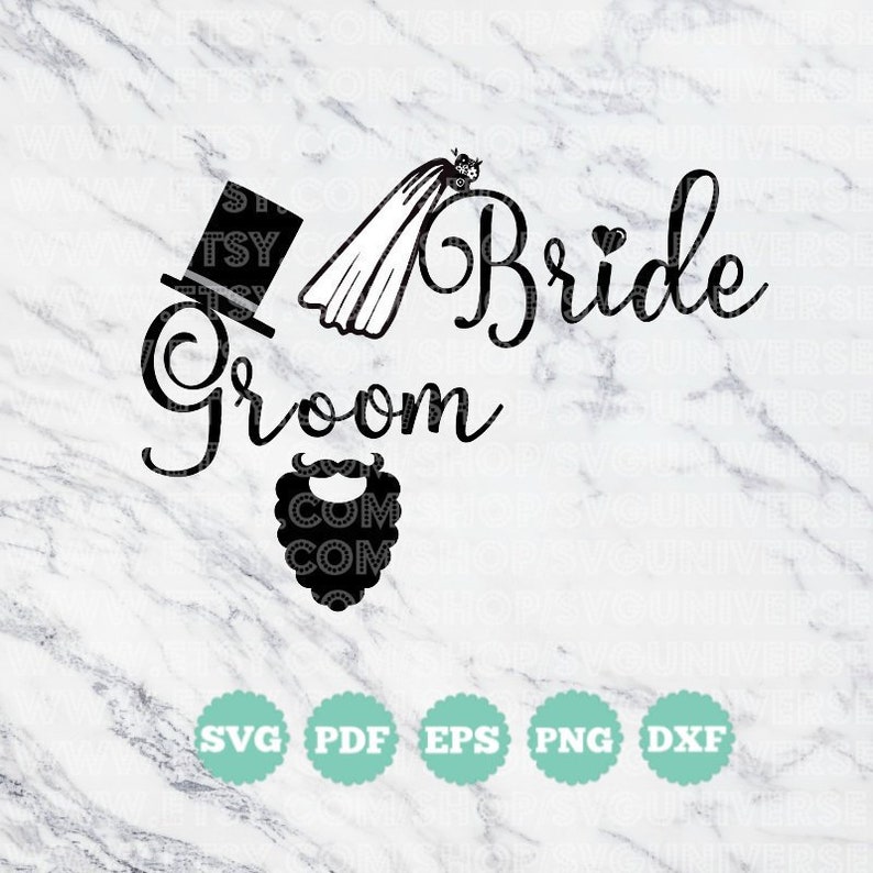 Download Bride & Groom Veil Beard Hat Wedding Marriage SVG SVG | Etsy