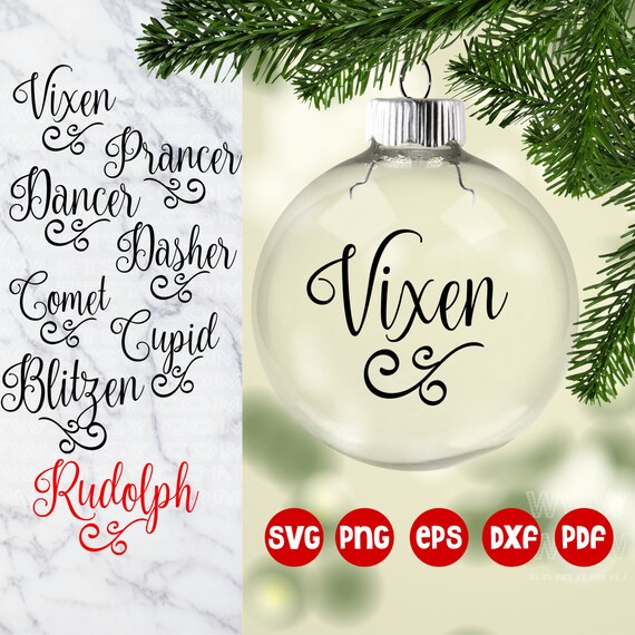 Download Christmas Reindeer Ornaments Names Holiday Svg Vinyl Cutting Etsy