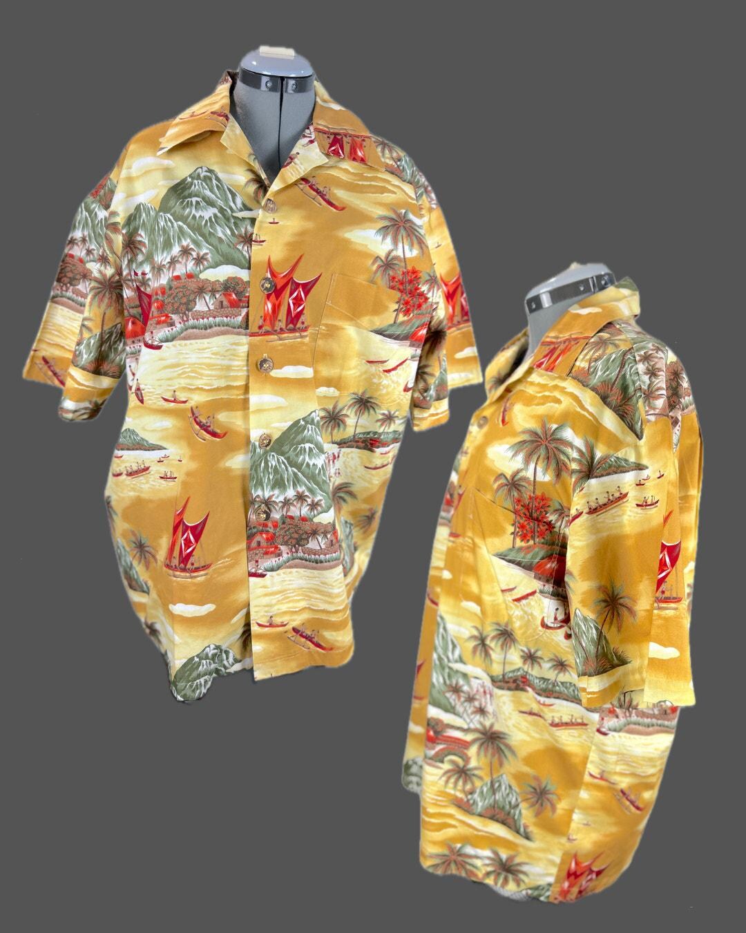 Vintage 80s 90s Paradise on a Hanger Gold With Catamaran Tiki Huts