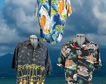 Lot of 12 Men's Vintage Made in Hawaii Hawaiian Shirts Sizes M to 2XL