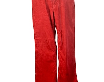 Vintage Y2K Tommy Jeans 100% Cotton Brick Red Flare Low Rise Corduroy Jeans Size 9