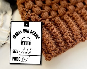 Claire Bun Beanie Product Tags