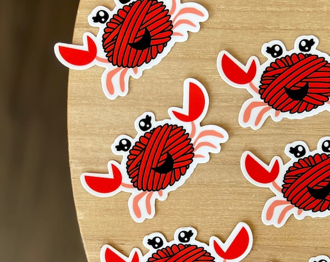 Crab Yarn Ball Sticker