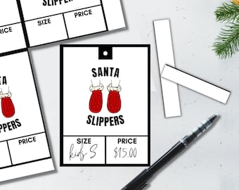 Printable Crochet Christmas Slipper Tags