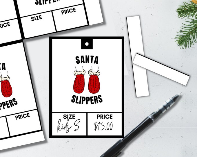 Printable Crochet Christmas Slipper Tags