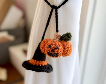 Halloween Witch Hat and Pumpkin Car Charm Crochet Pattern,