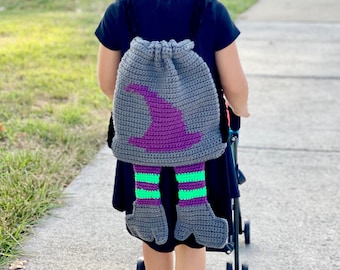 Crochet Witch Hat Backpack Pattern, Crochet Childs Backpack Pattern, Crochet Halloween Pattern, Crochet Backpack Pattern, Halloween Backpack