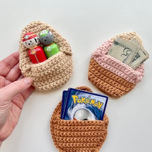 Portatarjetas de regalo de crochet, Huevo de crochet, Bolsa de regalo pequeña de crochet, Regalos de crochet para mujeres, Patrón de bolsa de crochet, Bolsa de regalo de crochet reutilizable PDF