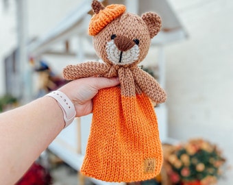 MACHINE KNIT Pumpkin Bear Pattern, Addi Knit Pattern, Knitting Machine Patterns, Knit Pumpkin Bear Addi Tutorial, Machine Knit Bear