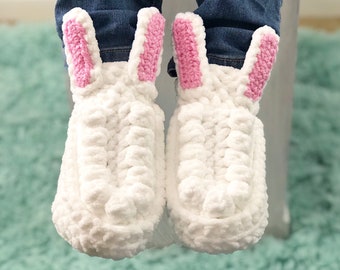 Crochet Bunny Slippers Pattern, Crochet Bunny House Shoes Pattern, Crochet Slippers Pattern, Easy Crochet Pattern For Beginners