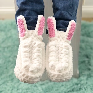 Crochet Bunny Slippers Pattern, Crochet Bunny House Shoes Pattern, Crochet Slippers Pattern, Easy Crochet Pattern For Beginners