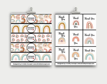 Rainbow Product labels, Rainbow PDF Tags, Rainbow Thank You Cards, Printable Product Labels, Printable Thank You Cards, Product Labels, pdf