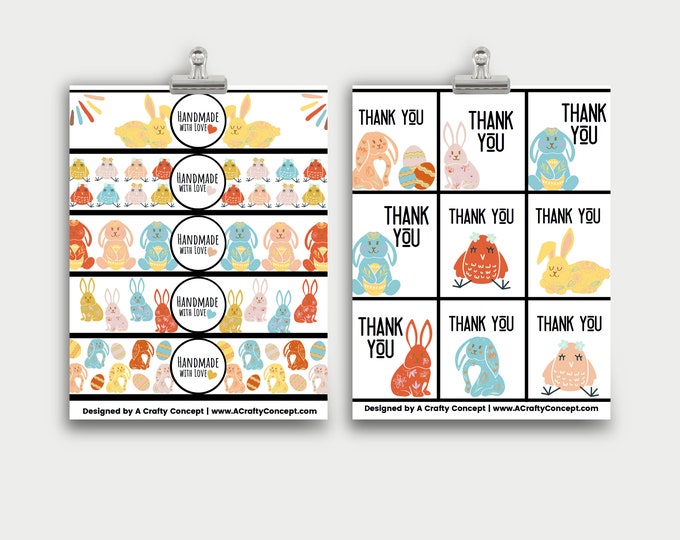 Spring and Easter Handmade with Love Tags for Knit and Crochet- Printable Handmade Labels for Easter