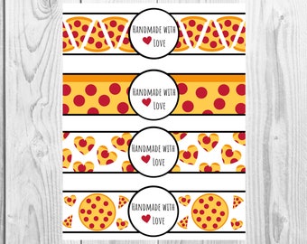 Pizza Labels For Crochet - Handmade with Love - Product Wrap Labels - PDF