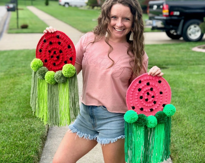 CROCHET Watermelon Wall Hanging PATTERN, Crochet Watermelon Home Decor, Crochet Watermelon Tapestry, Textile Wall Art, Crochet Textile Wall