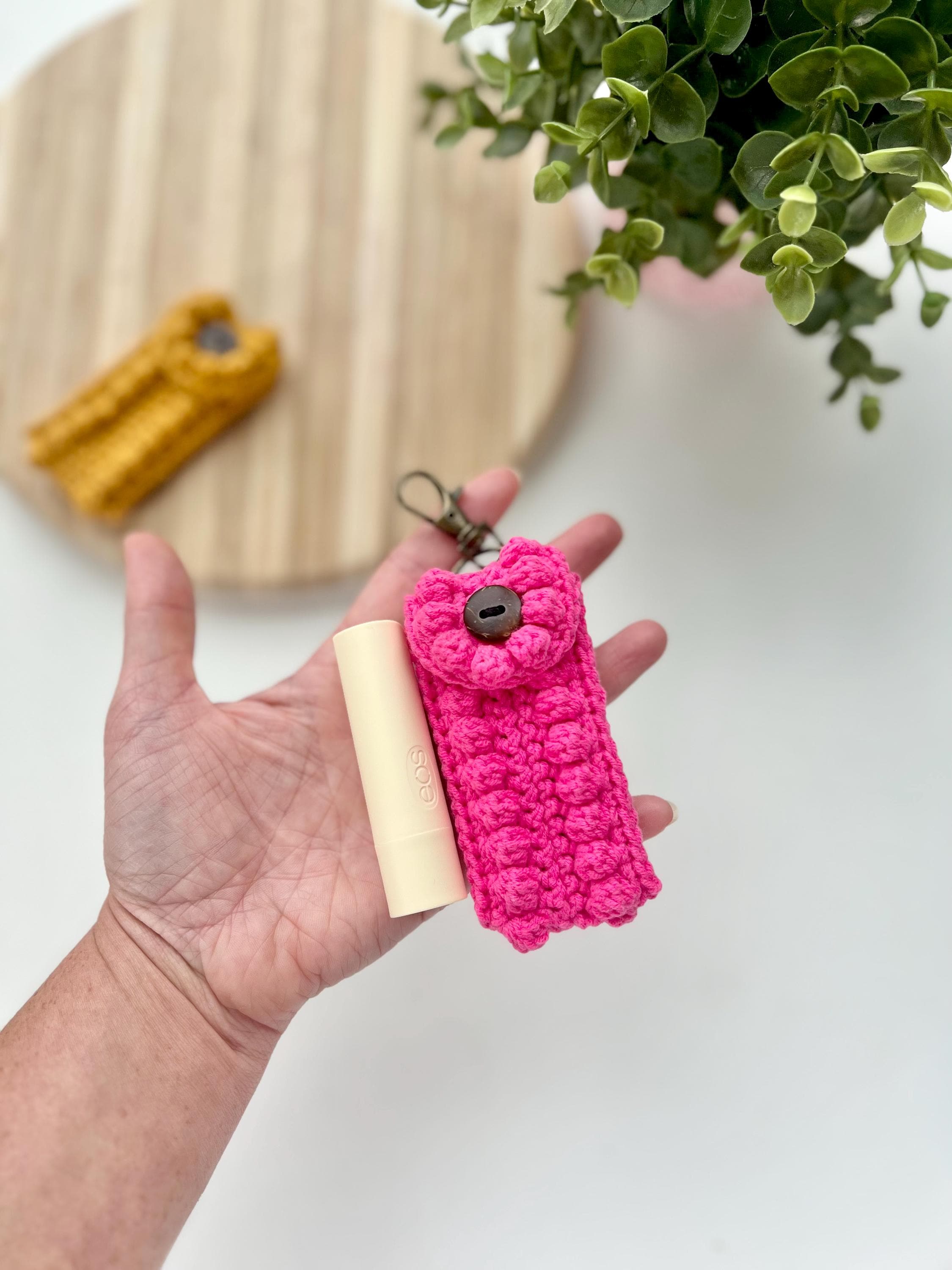 Crochet Lip Balm Holder Keychain Pattern: Easy Beginner Project