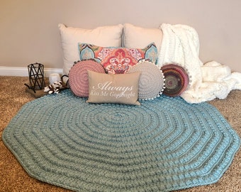 Crafty Boho Crochet Circle Rug Pattern, Easy Bobble Design (PDF Pattern)