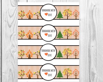 Fall Variety - Handmade with Love - Product Wrap Labels - PDF