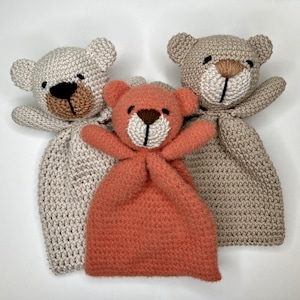 Crochet Bear Lovey Pattern, Crochet Bear, Crochet Security Blanket, Crochet Comfort Toy, Crochet Bear Blankie, Crochet lovey, Amigurumi Bear
