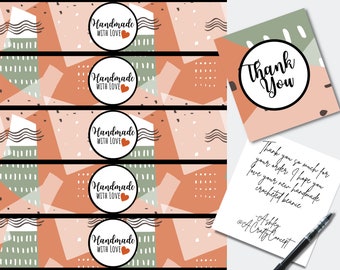 Handmade with Love Tags, Digital Tag PDF, Crochet Hat Label, Fall Wrap Labels, Packaging for Knit, Label Wraps Download, DIY Product Tags