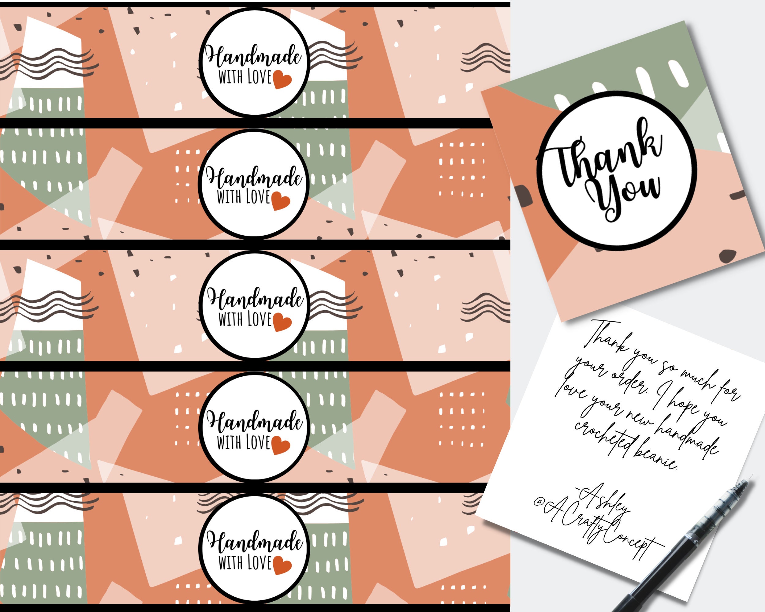 Handmade with Love Tags, Digital Tag PDF, Crochet Hat Label, Fall Wrap  Labels, Packaging for Knit, Label Wraps Download, DIY Product Tags