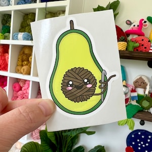 Yarn Avocado Sticker, Avocado Sticker, Crochet Sticker, Gifts for Crocheters, Crochet Yarn Sticker, Crocheter Stickers, Avocado Yarn Sticker