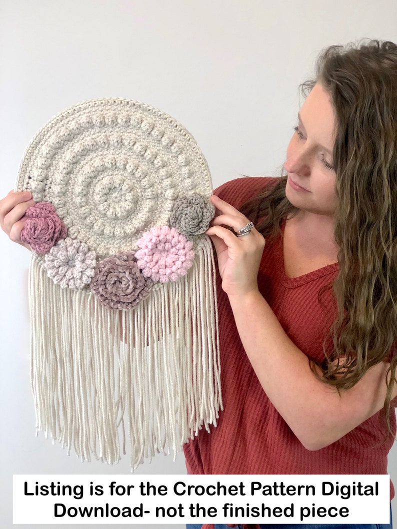 CROCHET Wall Hanging Pattern, Crochet Home Decor Pattern, Textile Wall Art, Easy Crochet Pattern, Crochet Dreamcatcher Pattern image 3