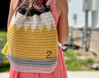 Crochet Pencil Backpack Pattern: Kids Drawstring Bag (Digital Download)