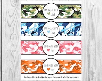 Camo - Handmade with Love - Product Wrap Labels - PDF