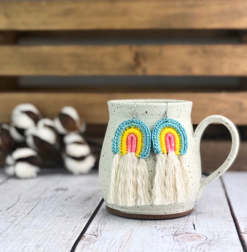 CROCHET PATTERN Rainbow Earrings With Fringe Crochet image 2