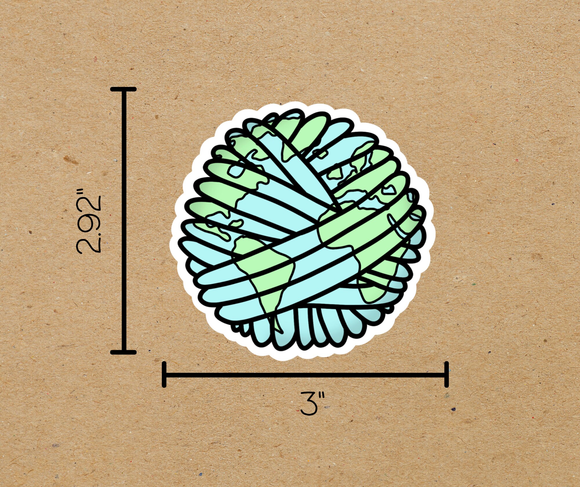 Yarn Ball Earth Sticker