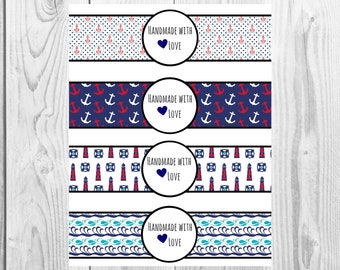 Nautical - Handmade with Love - Product Wrap Labels - PDF