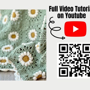 Crochet Flower Granny Square Blanket Pattern, Flower Blanket Pattern, Crochet Flower Afghan, Crochet Blanket Pattern, Crochet Floral Blanket image 7