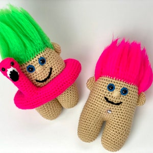 Crochet Troll Pattern-  Troll Doll, Crochet Troll Amigurumi, Crochet 90&#39;s Troll Pattern , Trolls Crochet Pattern, Crochet Toys