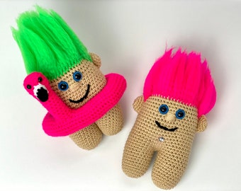 Crochet Troll Pattern-  Troll Doll, Crochet Troll Amigurumi, Crochet 90's Troll Pattern , Trolls Crochet Pattern, Crochet Toys