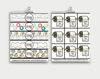 Toilet Paper Wrap Labels- Handmade with love- PDF Download