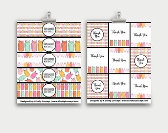 Kittens and Bunnies Wrap labels- Handmade with love- PDF Download