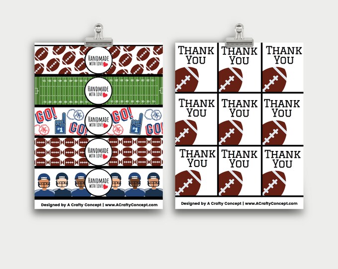 Football Wrap Labels- Handmade with love- PDF Download