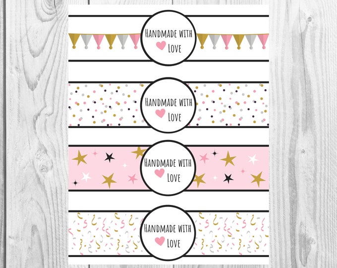 New Years - Handmade with Love - Product Wrap Labels - PDF