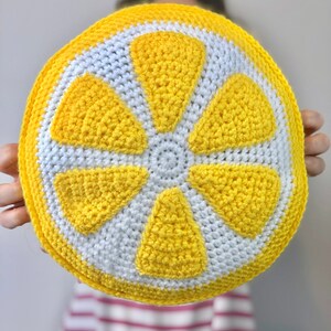 Crochet Lemon Pillow, Round Pillow, Lime Pillow , Orange Slice Pillow Pattern, Citrus Pillow, Crochet Citrus Pattern, Crochet Pattern image 8