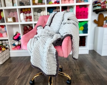 Crochet Bobble Stitch Blanket Pattern, Easy Crochet Blanket Pattern, Modern Crochet Blanket, Crochet Afghan Pattern, Beginner Blanket